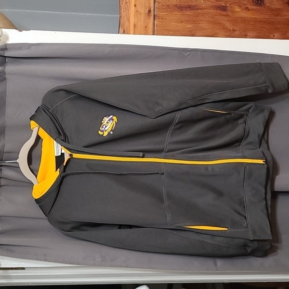 Section 101 Majestic LSU Tigers Hooded Jacket Pockets Embroidered Logos Sz M EUC - Picture 1 of 8